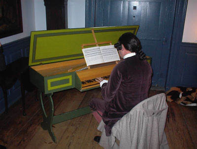 Harsichord player at Dey Mansion.