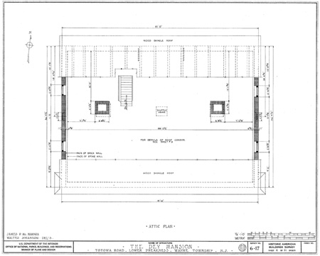 Attic plan of Dey Mansion in Wayne, New Jersey