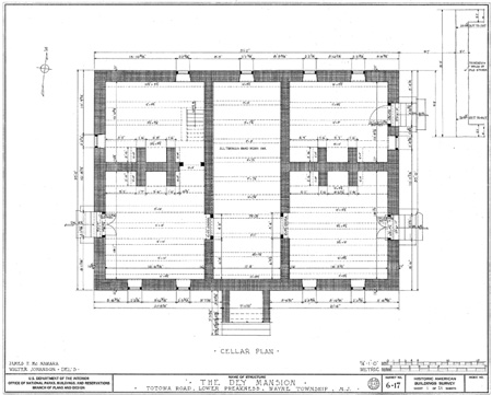 cellar  plan of Dey Mansion in Wayne, New Jersey