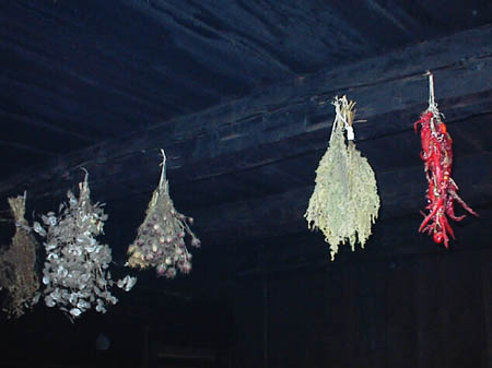 Drying herbs in the Wick House kitchen at Morritown National Historic Park