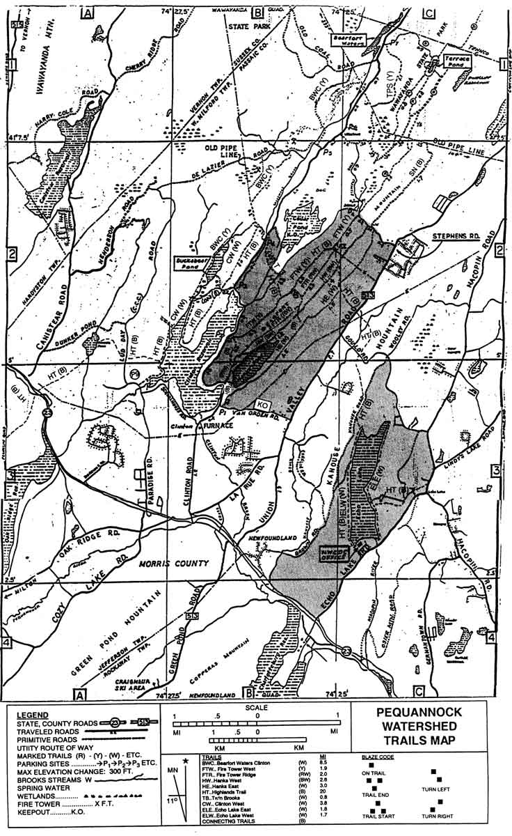 Pequannock Watershed Trails Map