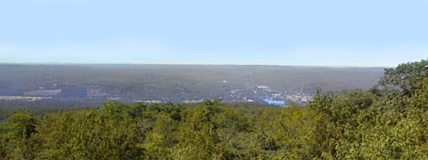 Delaware Water Gap National Recreation Area and Port Jervis, New York viewed from atop the Kittatinny Mountains at High Point, view of New York, Pennsylvannia and New Jersey