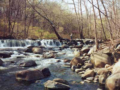 Trout fishing near Waterfall Village in Bloomingdale, New Jersey